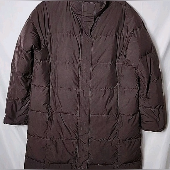 LL Bean Women M Long Goose Down Parka Brown Winter Cold Weather Jacket NO Hood - Picture 3 of 13